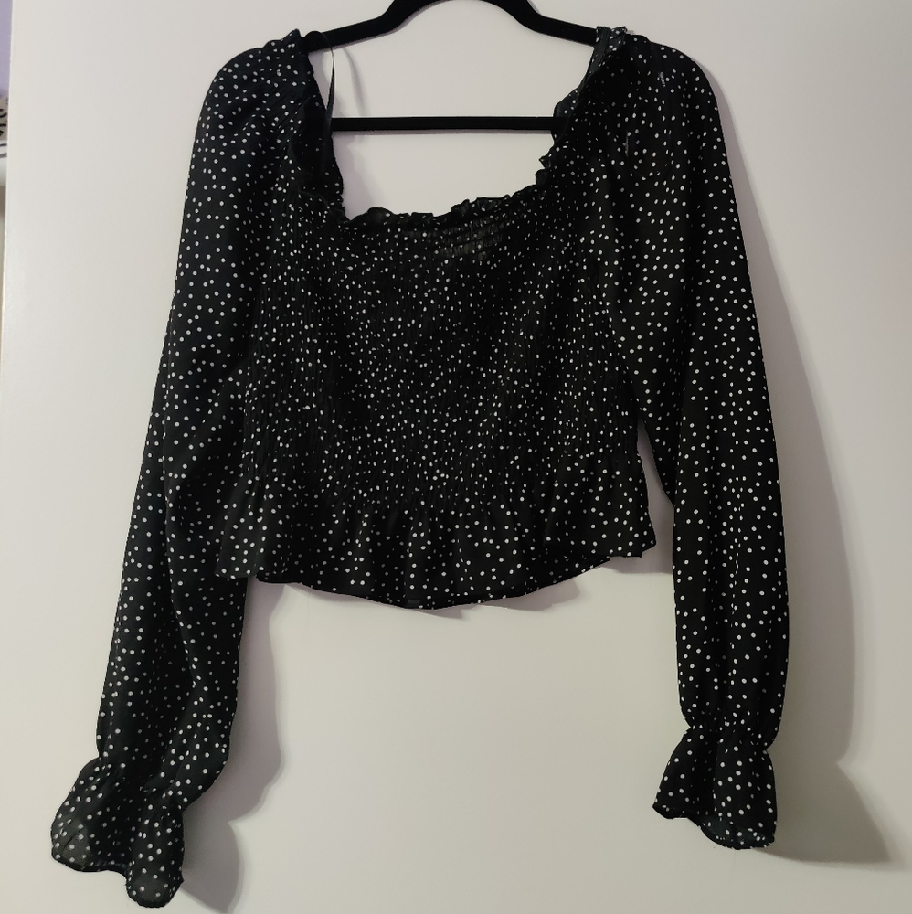 Square neck milkmaid Polka dot top